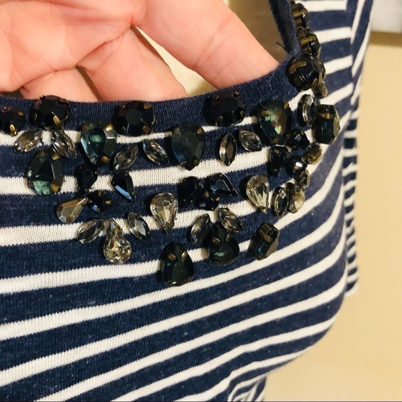 J. Crew Jeweled Striped Tee - Picture 3 of 7